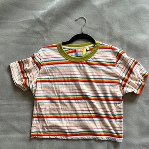 Big Bud Press Cropped Stripe Tee - Rainbow Summer